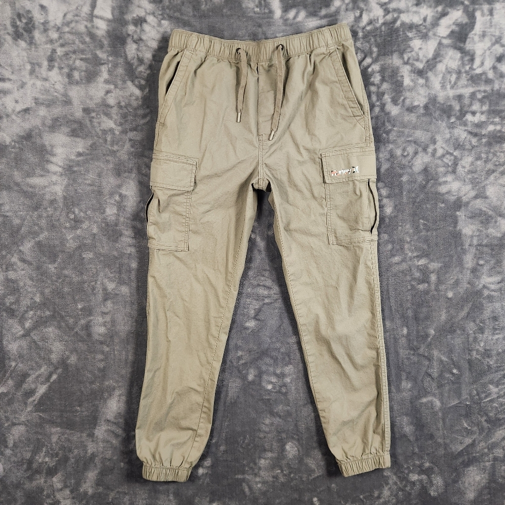 Hurley Cargo Jogger Pants Green Ripstop Small 31" Waist Skater Outdoor